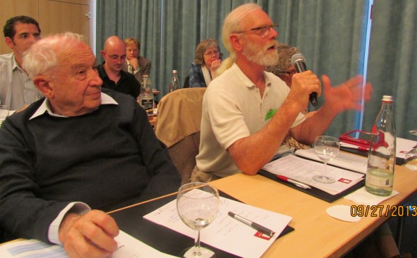 Raphael Mechoulam (left) and Jeffrey Hergenrather, MD, at a conference in 2013. The sharing of info between scientists and clinicians has advanced the field of Cannabis-based Medicine.